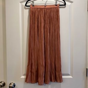 Zara pleated metallic maxi skirt